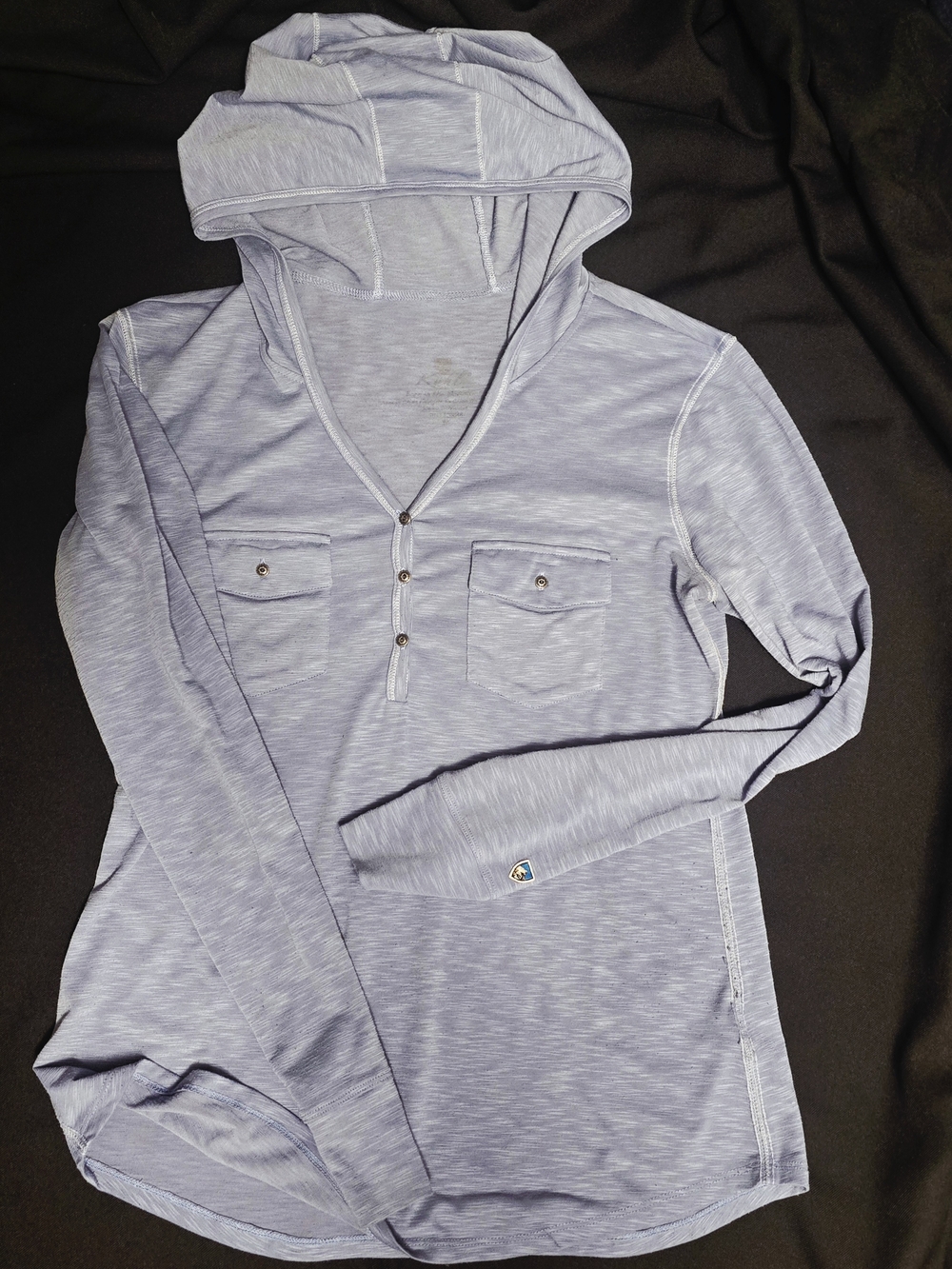 Light Blue Hooded Pullover with Chest Pockets